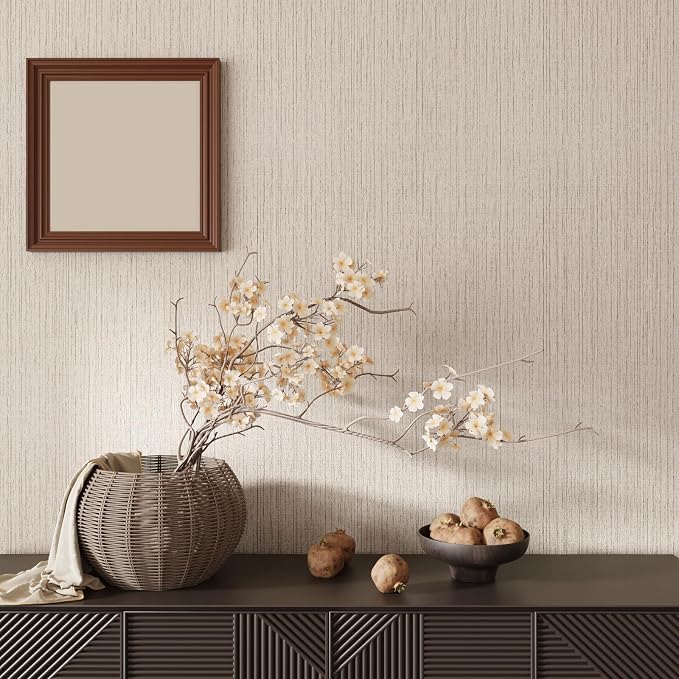 CRE8TIVE Large Size 24"x354" Cream White Grasscloth Peel and Stick Wallpaper - Image 4