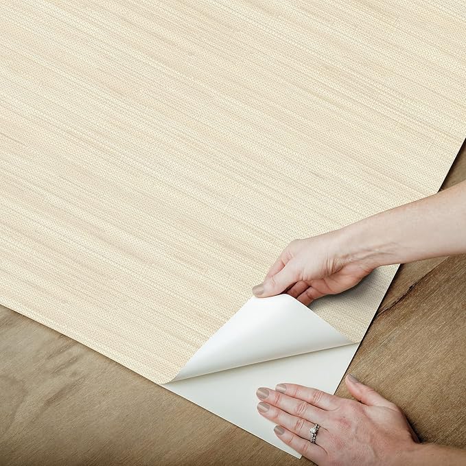 NuWallpaper x Society Social Cream Cashmere Classic Faux Grasscloth Peel and - Image 6