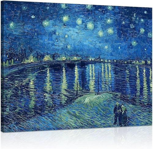 1 KINGO Van Gogh Canvas Wall Art: Starry Night over the Rhône Oil Painting - Image 2