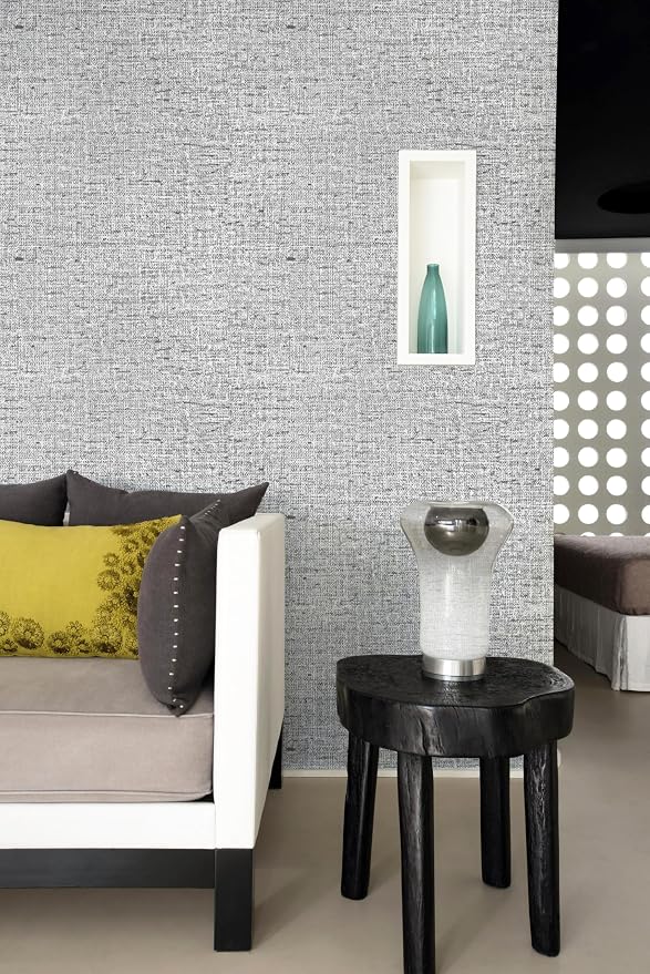 Gray Grasscloth Peel and Stick Wallpaper Textured Contact Paper 15.7inch x - Image 5
