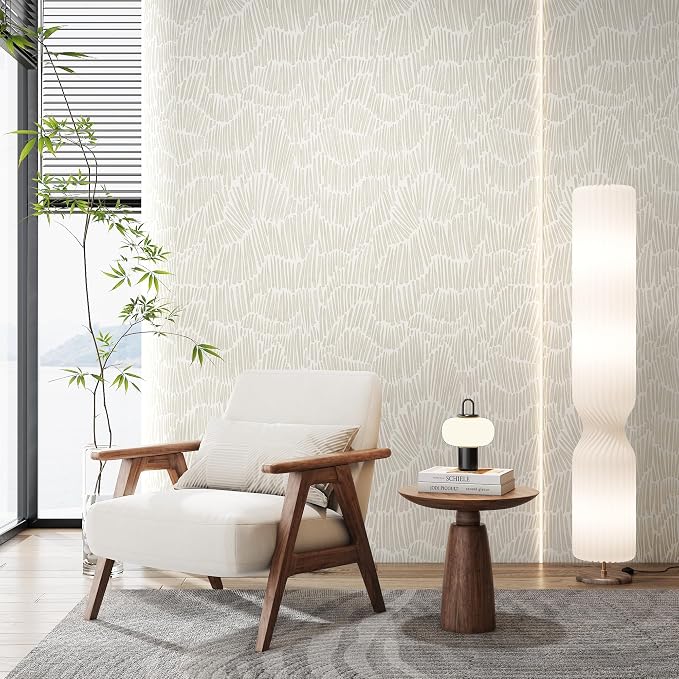 Theper Beige Modern Striped Wallpaper Peel and Stick Boho 17.3"×275" Removable - Image 7