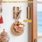 Boho Foldable Wall Hooks: Decorative Wooden Coat Hooks 2Pack Mounted - Image 5