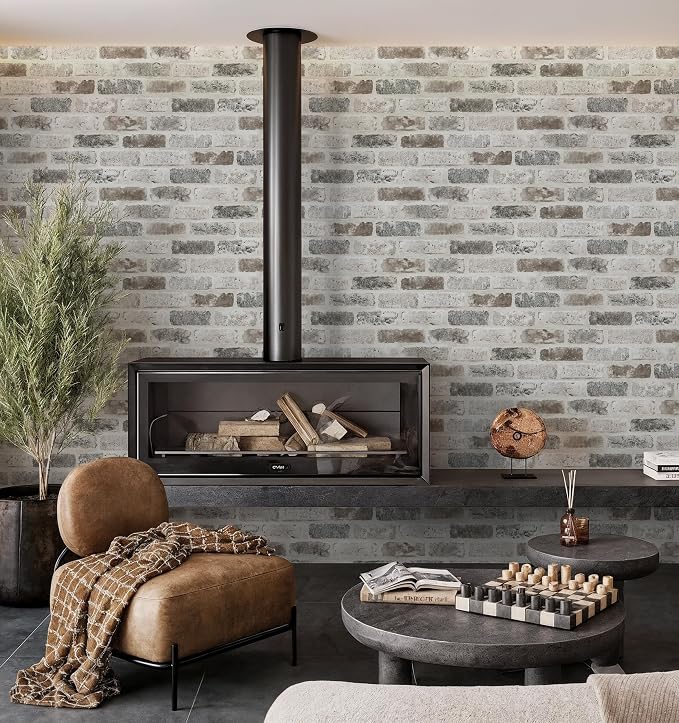 Guvana 17.3"×787" Brick Peel and Stick Wallpaper Grey Brown 3D Self Adhesive - Image 5
