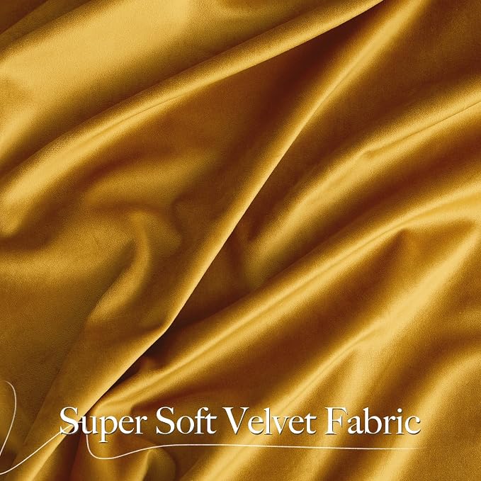 NICETOWN Mustard Gold Velvet Curtains Long Drapes, Living Room Office Luxury - Image 4