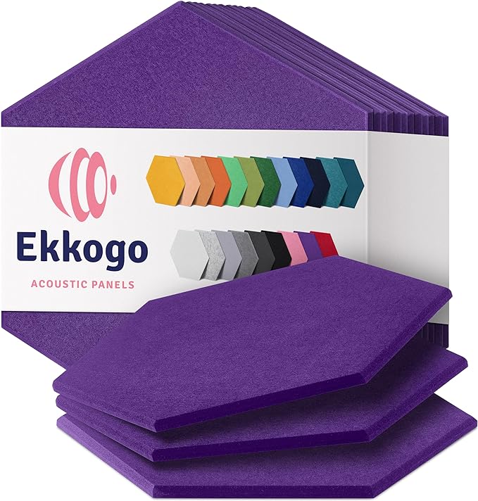 Acoustic Panels 12-Pack Soundproof Wall Panels 14"X12.1"X0.4" Sound Panels High by EkkogoAcousticPanels