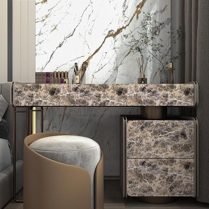 BAYYA Brown Marble Contact Paper Peel and Stick Wallpaper - Image 6