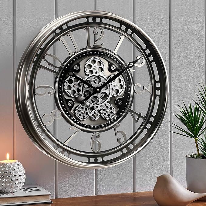 CLXEAST 21 Inch Large Moving Gear Wall Clock, Industrial Steampunk Decor by CLXEAST
