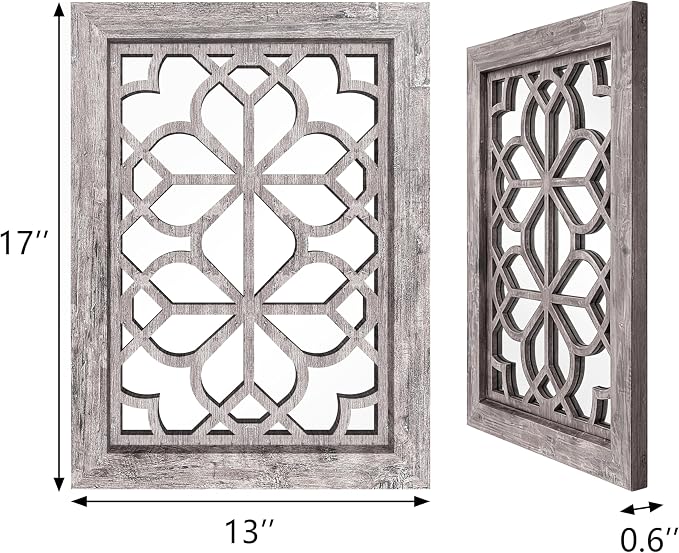 Set of 2 13x17 Inch Rectangular Shatterproof Decorative Wall Mirrors, Boho - Image 2