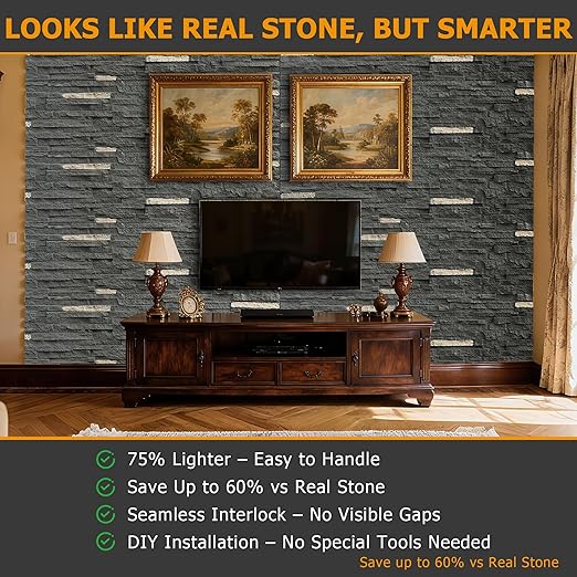 ROOMTEC 1-Pack Faux Stone Wall Covering Panels - Image 4