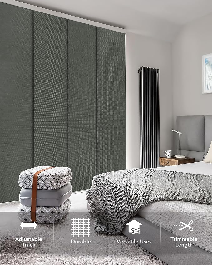 GoDear Design Shimmering Adjustable Sliding Panel Track Blinds, Vertical Window - Image 2