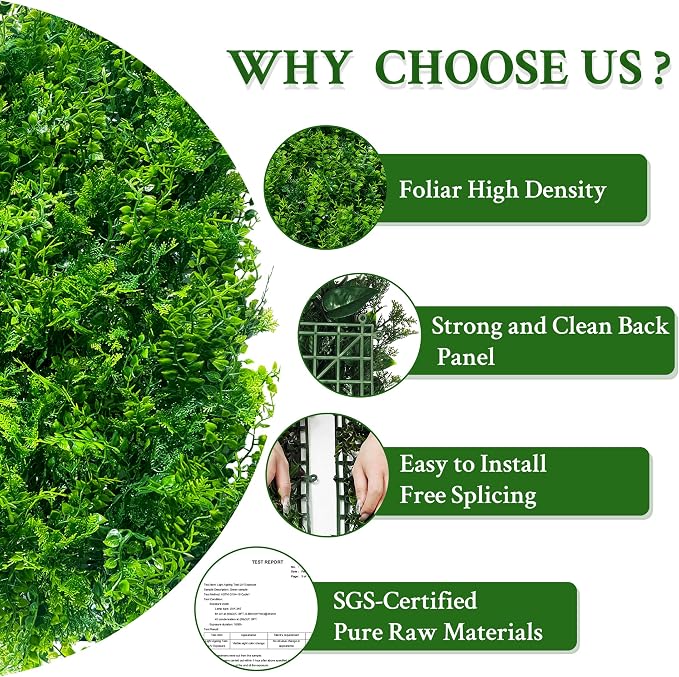 ODTORY Artificial Plants Hedge Wall Panels：20x20 Inch 16P UV-Anti Greenery - Image 4