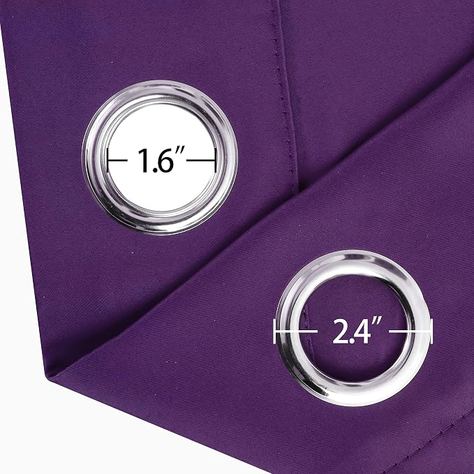 LEMOMO Purple Blackout Curtains 66 x 63 Inch Length/Set of 2 Curtain - Image 6