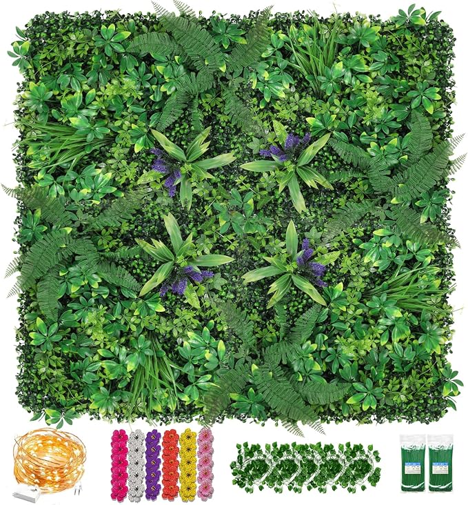 Artificial Boxwood Panel 8 Pieces 20"x20", Faux Ivy Privacy Fence Screen by Sturdon