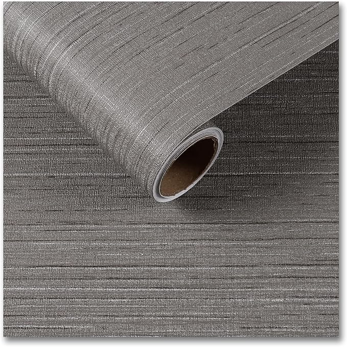 CRE8TIVE Dark Grey Grasscloth Wallpaper Removable Textured Wallpaper Stick and by CRE8TIVE