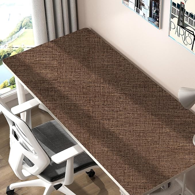 Brown Grasscloth Peel and Stick Wallpaper 17.3"x120" Faux Linen Textured - Image 8