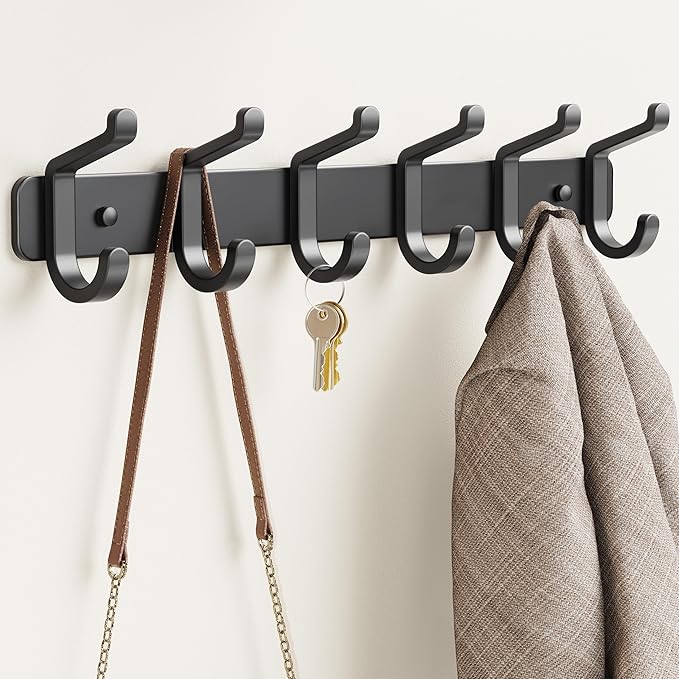 pickpiff Coat Rack Wall Mounted Heavy-Duty: Metal Coat Hanger 6 Hooks - Image 9