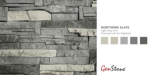 GenStone Faux Stacked Stone Panel 41" x 11.25" in Northern Slate Color - Image 2