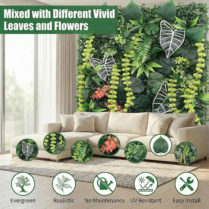 4 Pack 20"x20"Grass Wall Panels-Artificial Boxwood Panels - Image 3