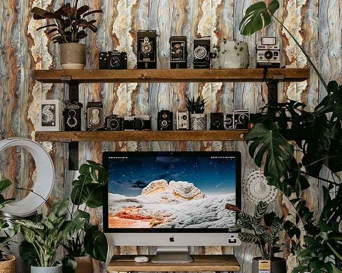 FLFK Rustic Wood Wallpaper, Peel and Stick Wood Grain Wall Mural - Image 3