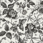 JiffDiff Floral Vintage Wallpaper Peel and Stick Wall Stick Black Rose by wallpaper