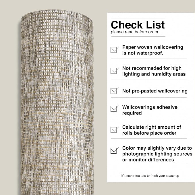 Ansehan Wallcovering W030101 Envy Collection 36" W x 8 Yard L, Natural Paper - Image 8