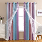 XiDi Girls Curtains for Bedroom, Princess Unicorn Wall Decals Pink 63 Inches by Addsomecolortolife