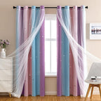 XiDi Pink & Purple Curtains, Unicorn Wall Decals by Addsomecolortolife