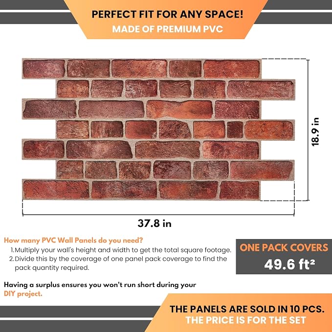 3D Faux Brick Wall Panels 37.8’’ x 18.9’’ - Image 2