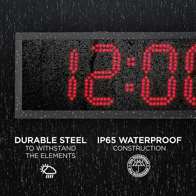 Ivation Oversized 36" Outdoor Waterproof Digital Clock, Auto Time Sync - Image 4