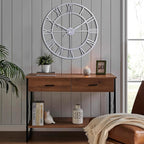 CLXEAST Large Modern 30 Inch Wall Clock Silver, Oversized Big Roman Numeral - Image 8
