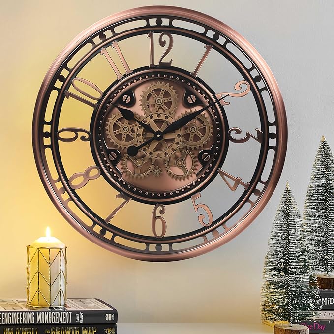 CLXEAST 28 Inch Oversized Large Moving Gear Wall Clock by CLXEAST