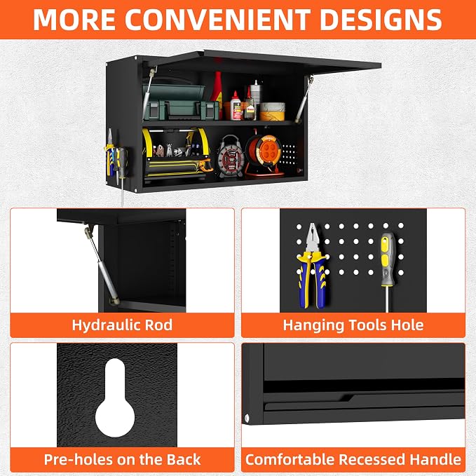 Garage Wall Cabinet, Floating Metal Wall Cabinet - Image 7