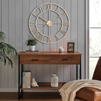 CLXEAST Champagne Gold 30 Inch Wall Clock, Large Modern Metal Roman Numeral - Image 8