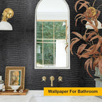Fititem Black Peel and Stick Wallpaper 118inL 17.3inW Modern Black Crocodile - Image 3