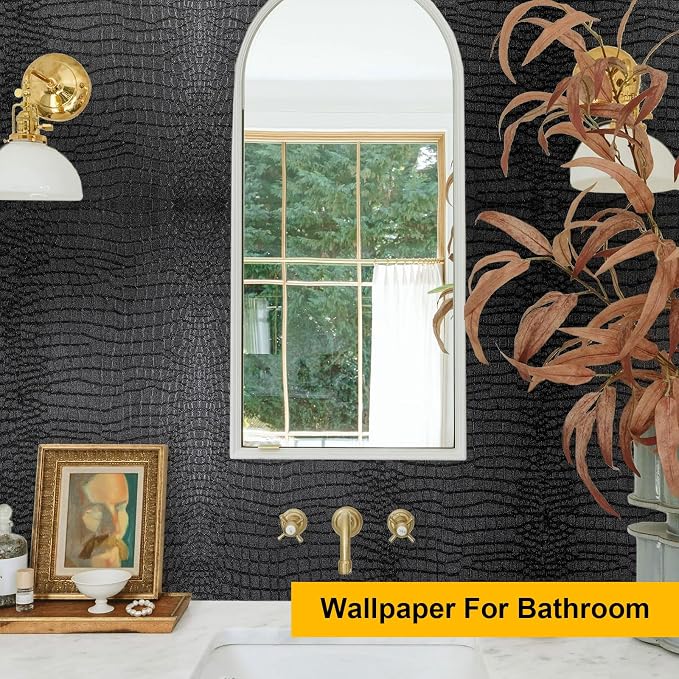 Fititem Black Peel and Stick Wallpaper 472inL 17.3inW Black Contact Paper - Image 3