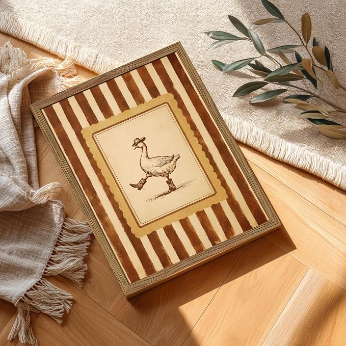 Vintage Cowboy Goose Wall Art, Western Silly Goose Canvas Wall Decor Painting - Image 2