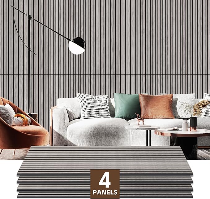 4 Pack Wood Panels for Wall, 47.2"×23.6" Wood Slat Acoustic Panels for Wall by Ritollo