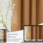 NICETOWN Short Faux Linen Gold Brown Blackout Curtains 63 inches Long - Image 5