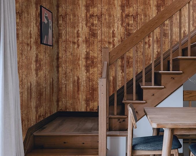 FLFK Brown Wood 16" x 256" Removable Wallpaper Peel and Stick - Image 6