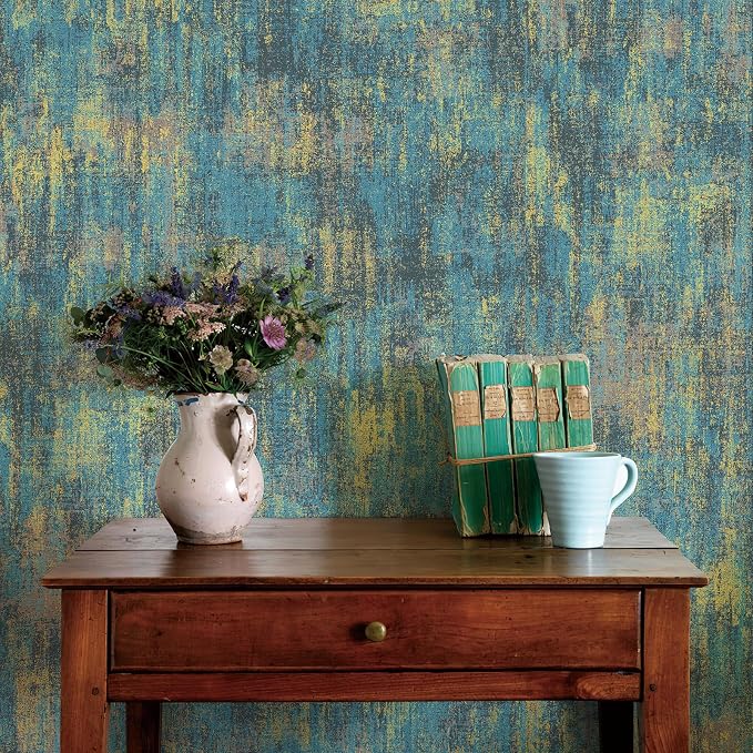 JiffDiff Vintage Metallic Peel and Stick Wallpaper Industrial Metallic Concrete - Image 8
