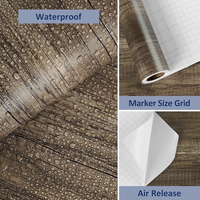 WESTICK Brown Wood Peel and Stick Countertop Wallpaper Waterproof Wood Contact - Image 8