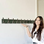 SKOLOO Creations Forest Green Solid Wood Wall Mounted Coat Rack, 10 Hooks - Image 4