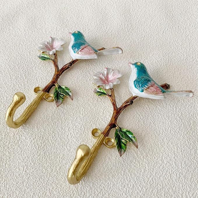 2 Pack Decorative Wall Hooks, Vintage Bird Shaped Metal Wall Hook - Image 3