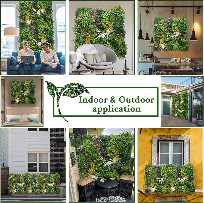 ODTORY Artificial Greenery Grass Wall Panels: 68'' x 120'' UV-Anti Faux - Image 6