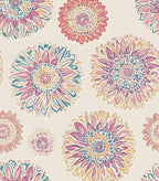 Boho Wallpaper Peel and Stick, Vintage Circle Floral Contact Paper, Abstact by Laatse
