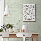 Green Grasscloth Peel and Stick Wallpaper 17.3"x120" Faux Linen Textured - Image 4