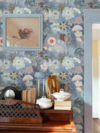 Ismoon Floral Peel and Stick Wallpaper Vintage Blue Contact Paper Jellyfish - Image 3