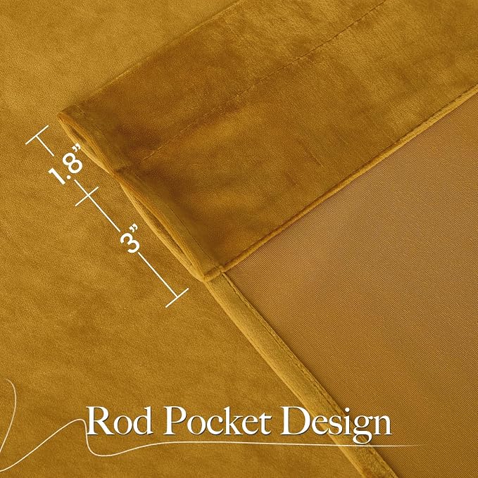 NICETOWN Mustard Gold Velvet Curtains 96 inch Long - Image 7