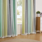 XiDi Curtains for Bedroom Decor, Rainbow GreenYellowGrey34/96/1 - Image 4