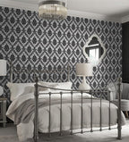17.7" x 197" Peel and Stick Wallpaper Black Vintage Wallpaper Damask Contact - Image 6